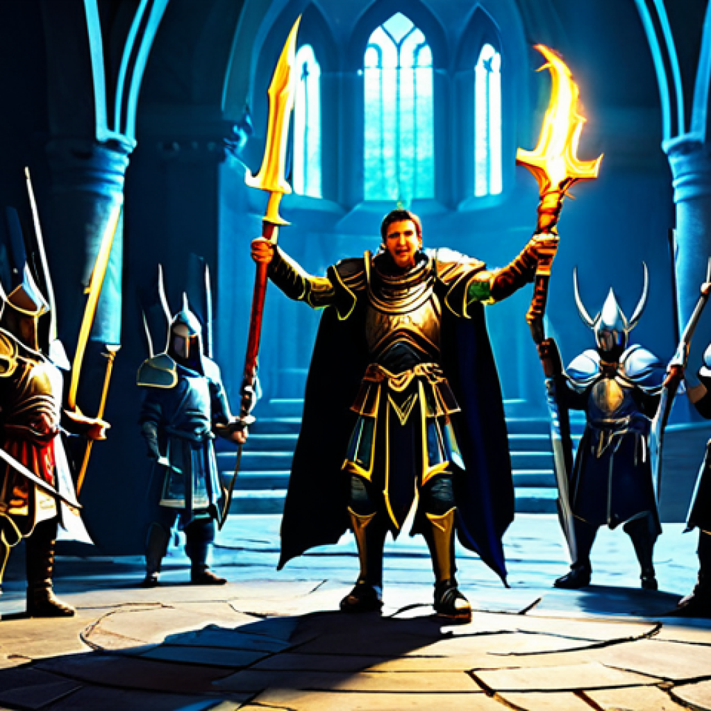 Legion Raid Triumph** "A victorious Legion standing over the defeated boss of a Legion raid. Warriors in fully clothed, impressive armor (no exposed skin), mages with glowing staves, all celebrating their hard-won Ancient gear. Dramatic lighting, fantasy setting, perfect anatomy, correct proportions, well-formed hands, appropriate attire, safe for work, professional, family-friendly, high quality." **