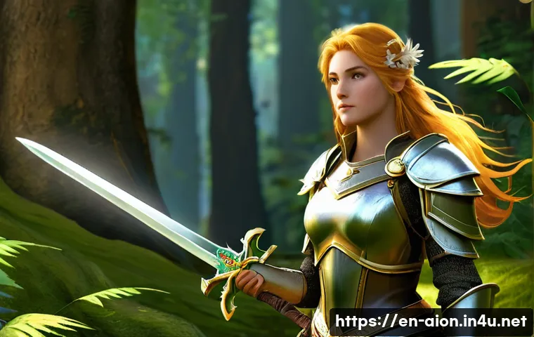 아이온 초보자 장비 추천 - **Prompt: Early Game Elyos Gear Evaluation** "A determined young female Elyos warrior, with long...