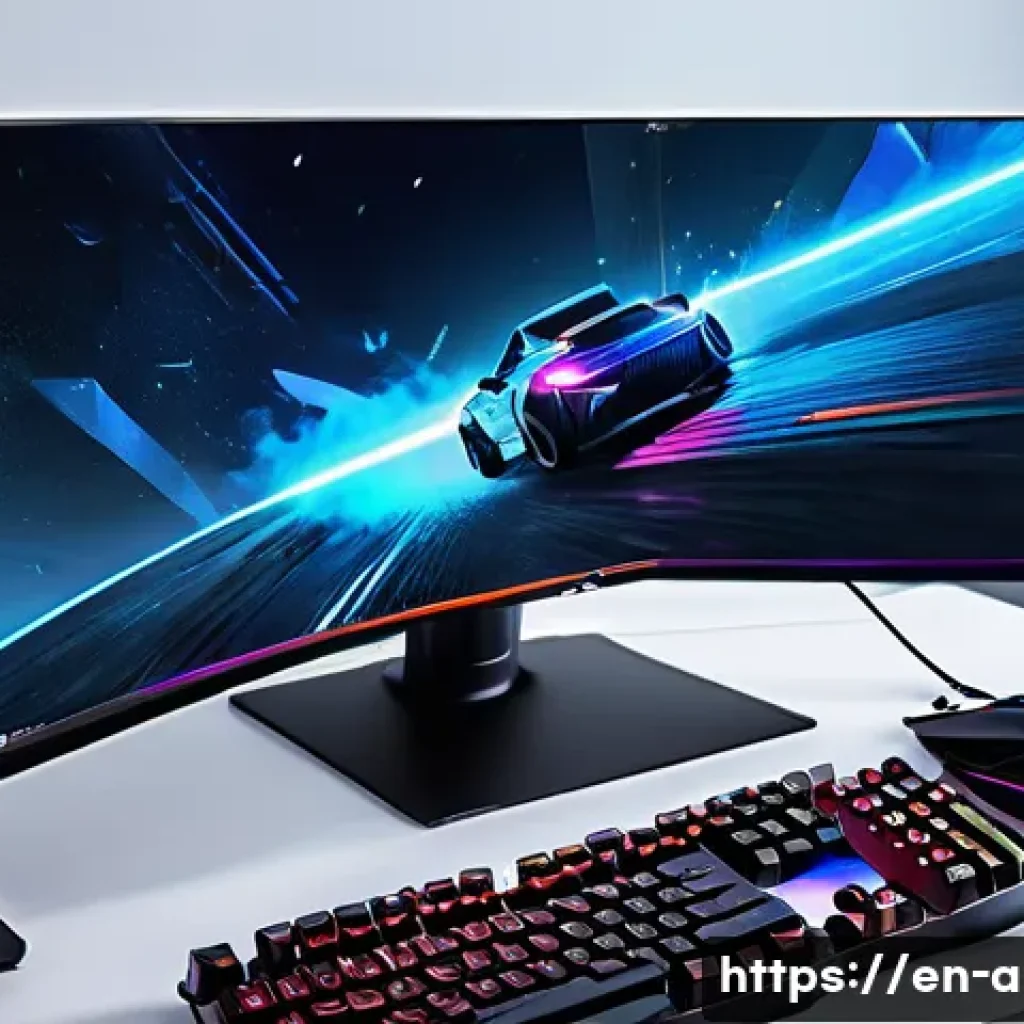 아이온 그래픽 옵션 최적화 - A high-performance gaming setup showcasing a sleek modern PC with a powerful GPU and CPU, dual monit...