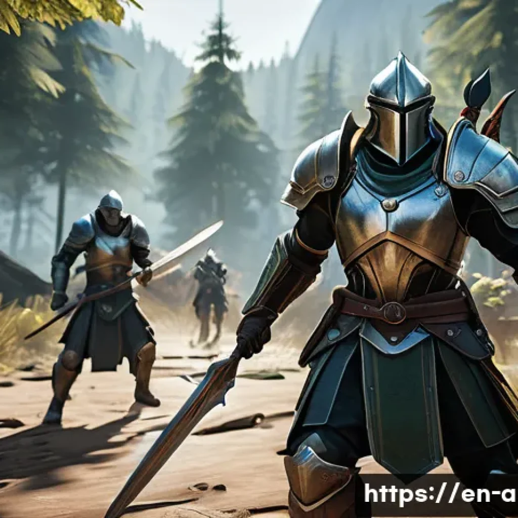 아이온 전투 모드 설정 - A detailed fantasy RPG combat scene showcasing a skilled warrior character in light armor, dynamical...