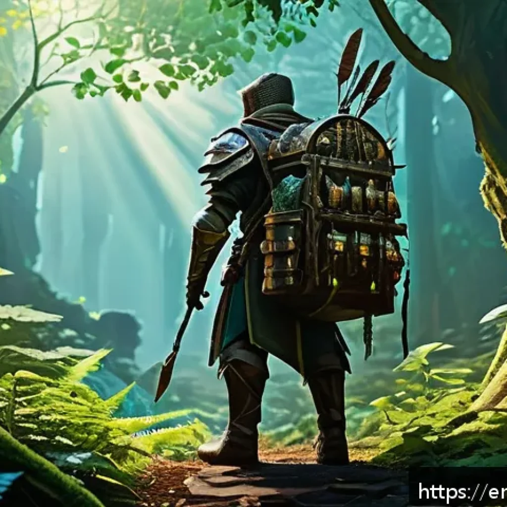 아이온 제작 레시피 - A fantasy-themed high-yield resource farming spot featuring a lush, dense forest with glowing magica...