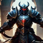 Home 23 아이온 보스 솔로 공략 - A dynamic fantasy boss fight scene depicting a lone armored warrior in intricately detailed, balance...